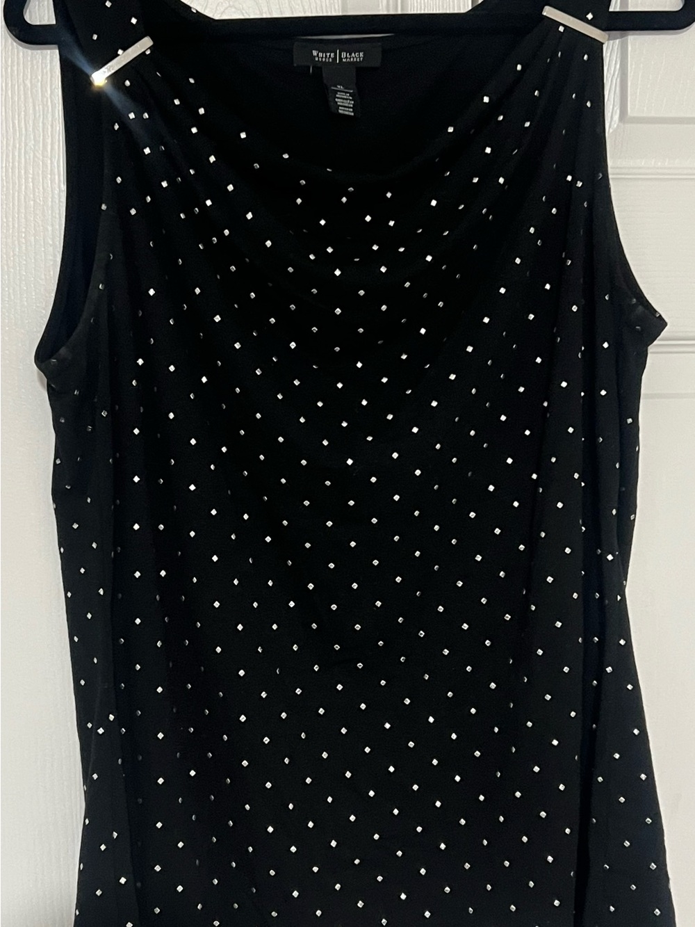 White House Black Market Black Sleeveless Tank with Rhinestone Dot Accents